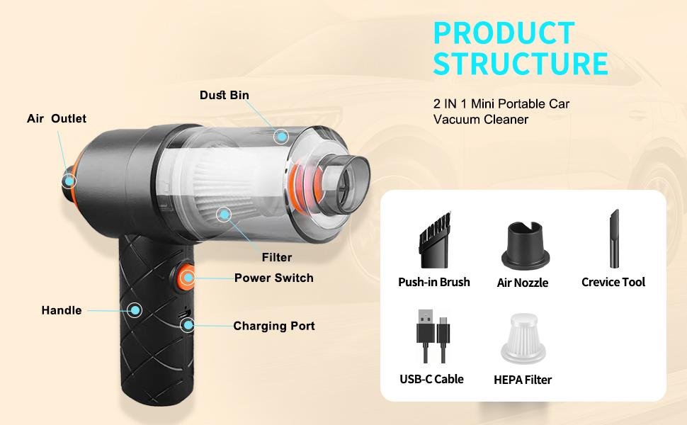 Mini Aspirateur 3en1